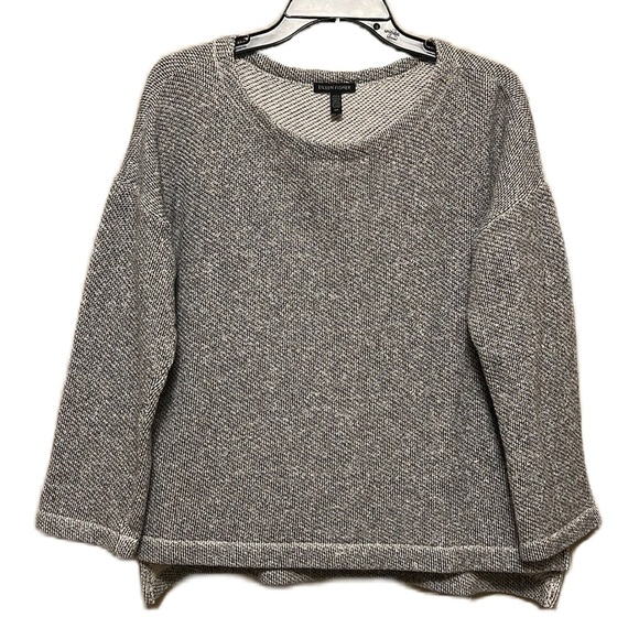 Eileen Fisher Sweaters - EILEEN FISHER 100% Organic Cotton, Scoop Neckline Sweater, Dark Gray & White, SP